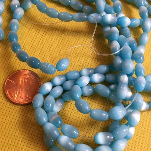 Aqua Catseye beads - Picture 5 of 5